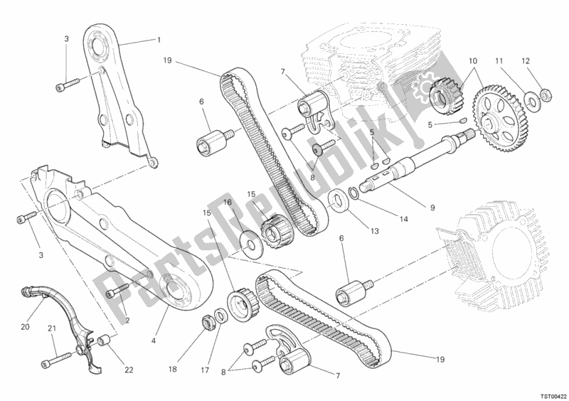 All parts for the Timing Belt of the Ducati Monster 1100 EVO ABS USA 2013
